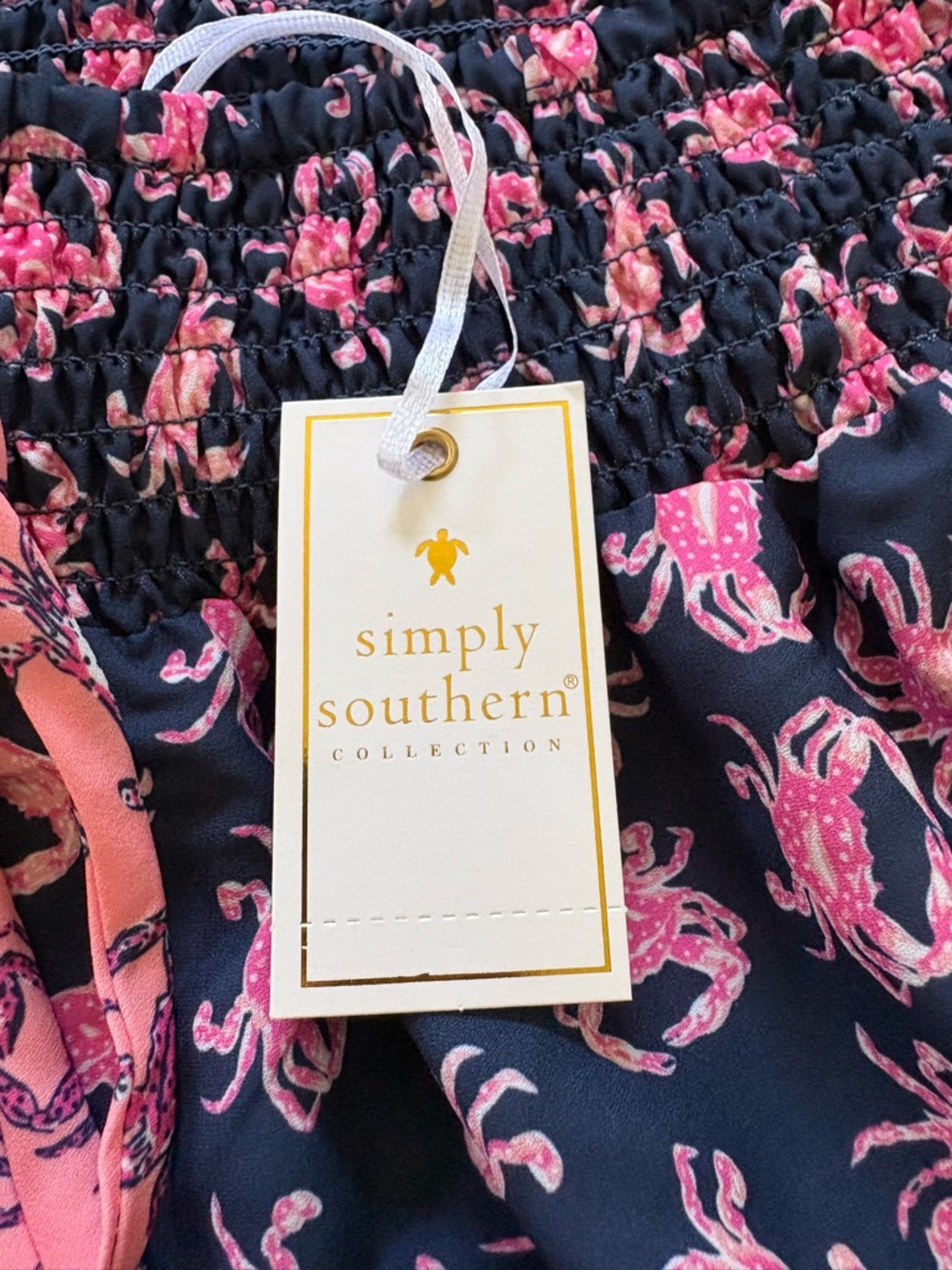 Simply Southern Navy Shorts with the Cutest Pink Crab Print and Ruffle - Picture 3 of 7